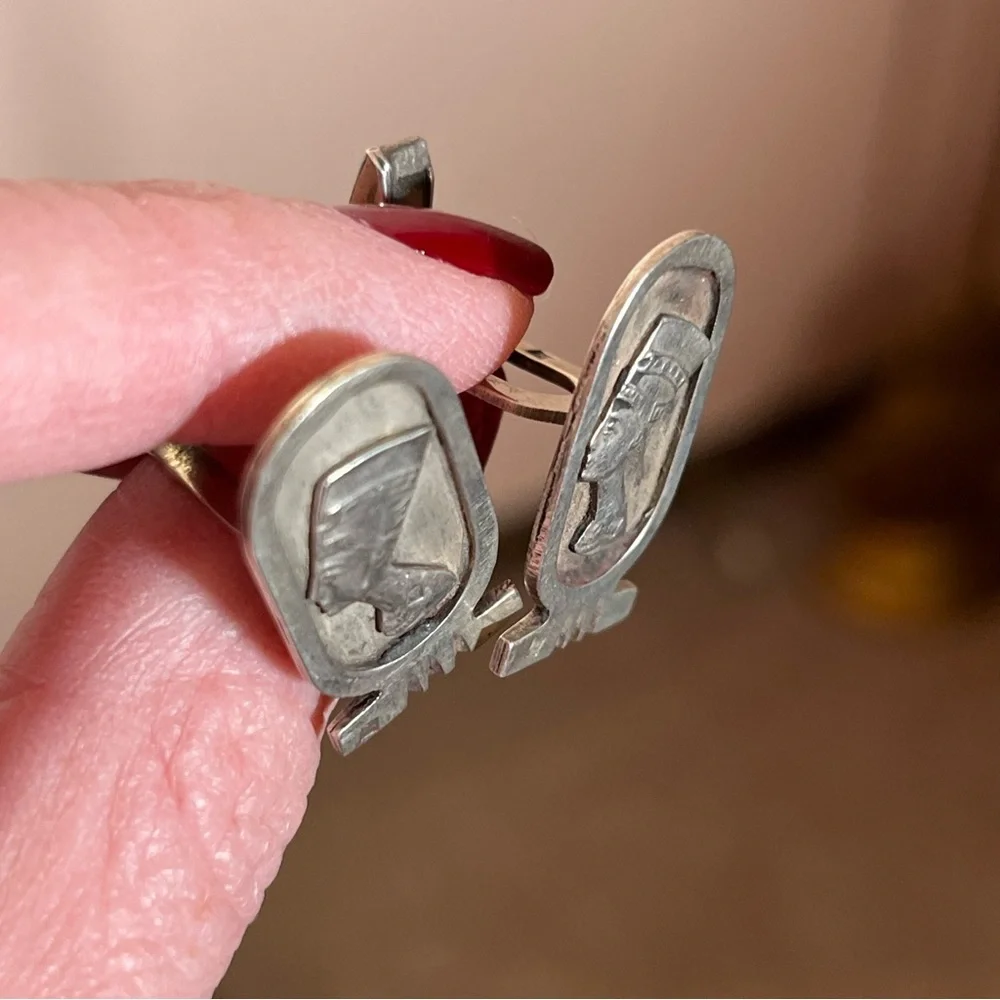 Antique Art Deco Victorian Egyptian Pharaoh Sterling silver Cufflinks